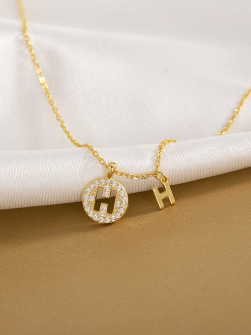 NS707 [Gold] 925 Sterling Silver Cubic Zirconia Letter Minimalist Necklace